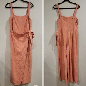 Zara Peach/Pink Long Wrap Jumpsuit Size Medium